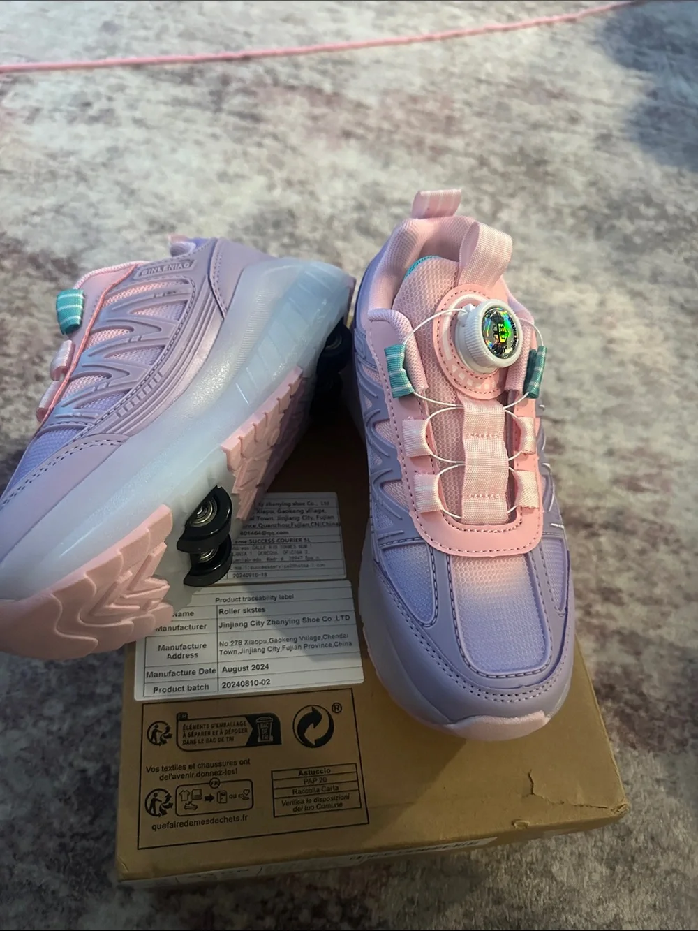 Kids Light-Up Roller Shoes in Pink and Lavender - Comfortable Play Sneakers